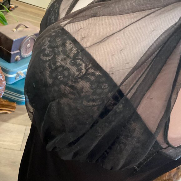 Vintage Vanity Fair Maxi Chemise Nightgown Slip Dress lingerie Size 38/L Black - Picture 4 of 5